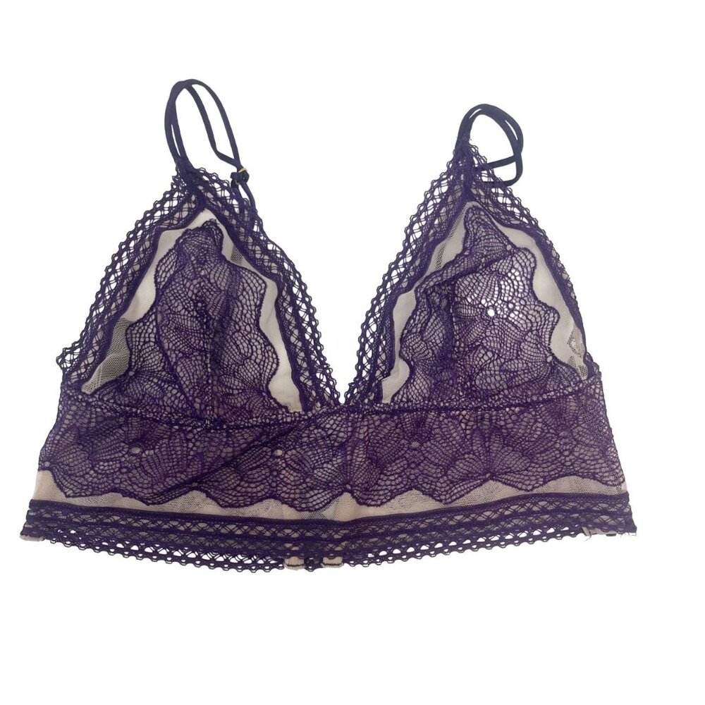 Victoria's Secret Purple & Nude Lace Mesh Bralette - Size‎ Medium